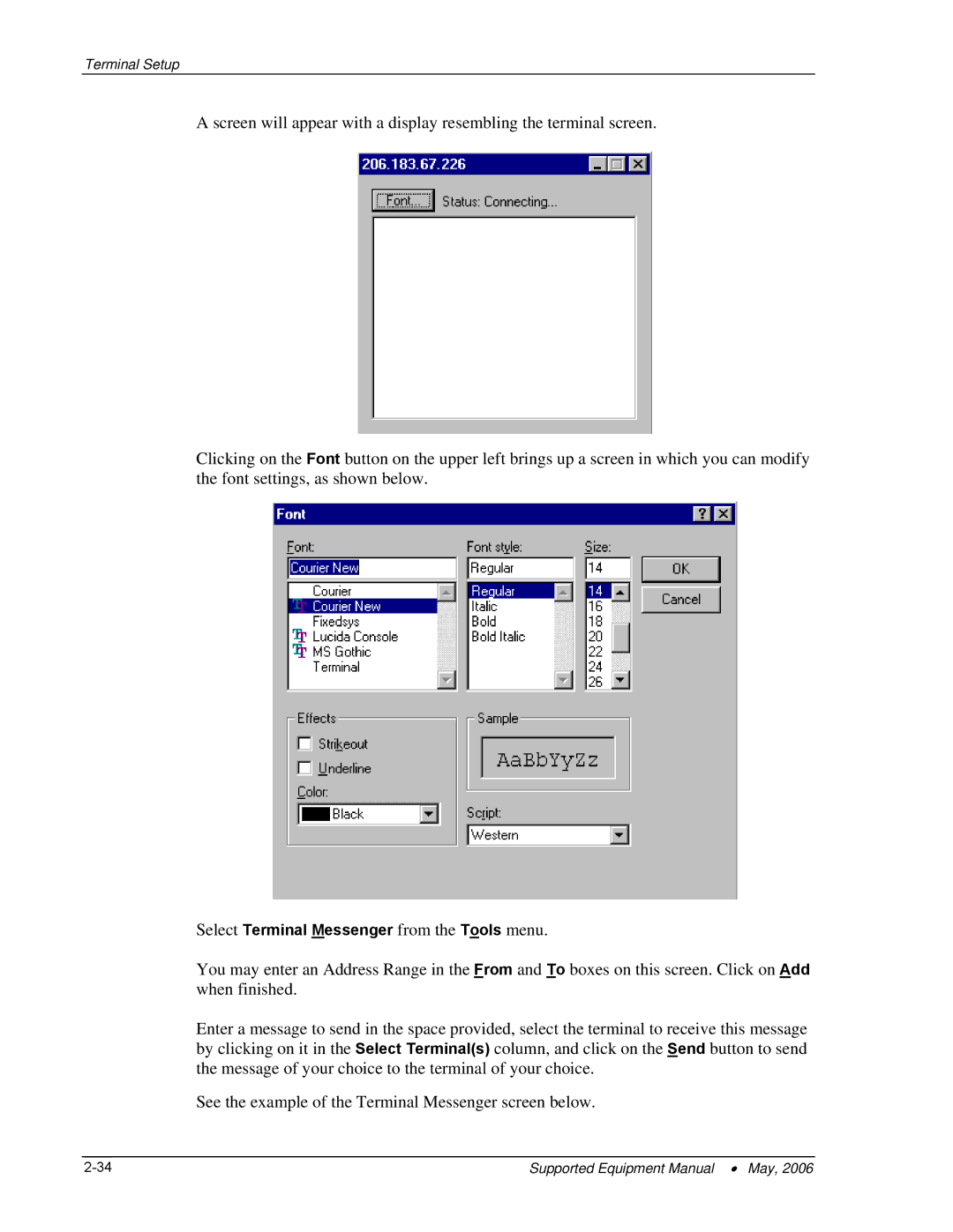 PSC 315 manual Select Terminal Messenger from the Tools menu 