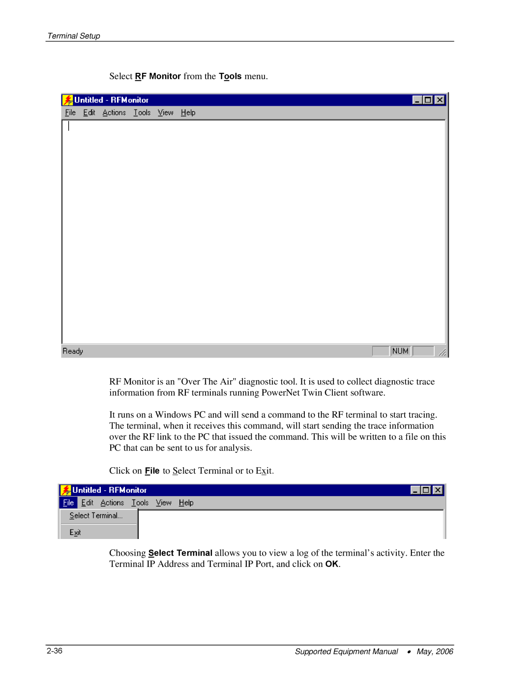 PSC 315 manual Terminal Setup 