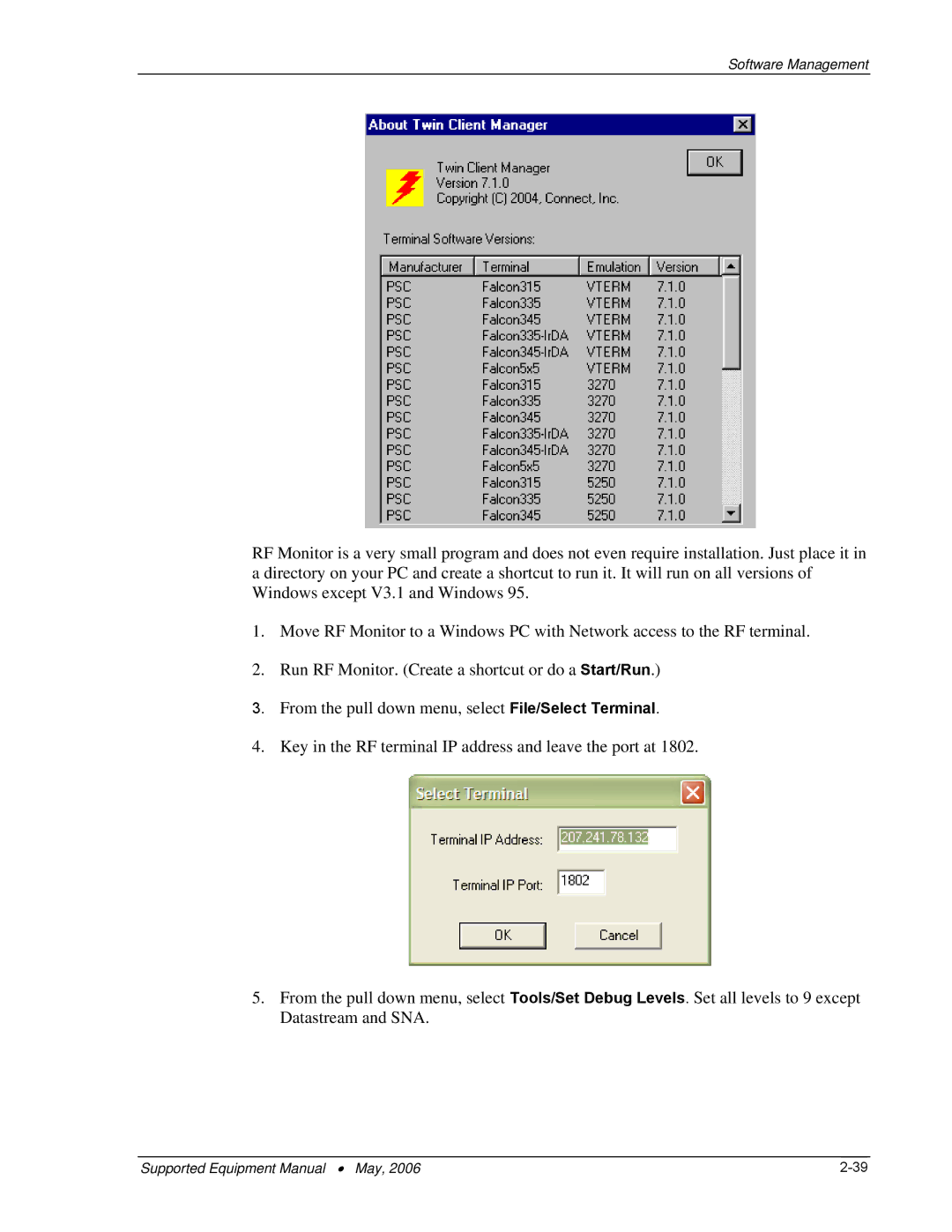 PSC 315 manual Software Management 