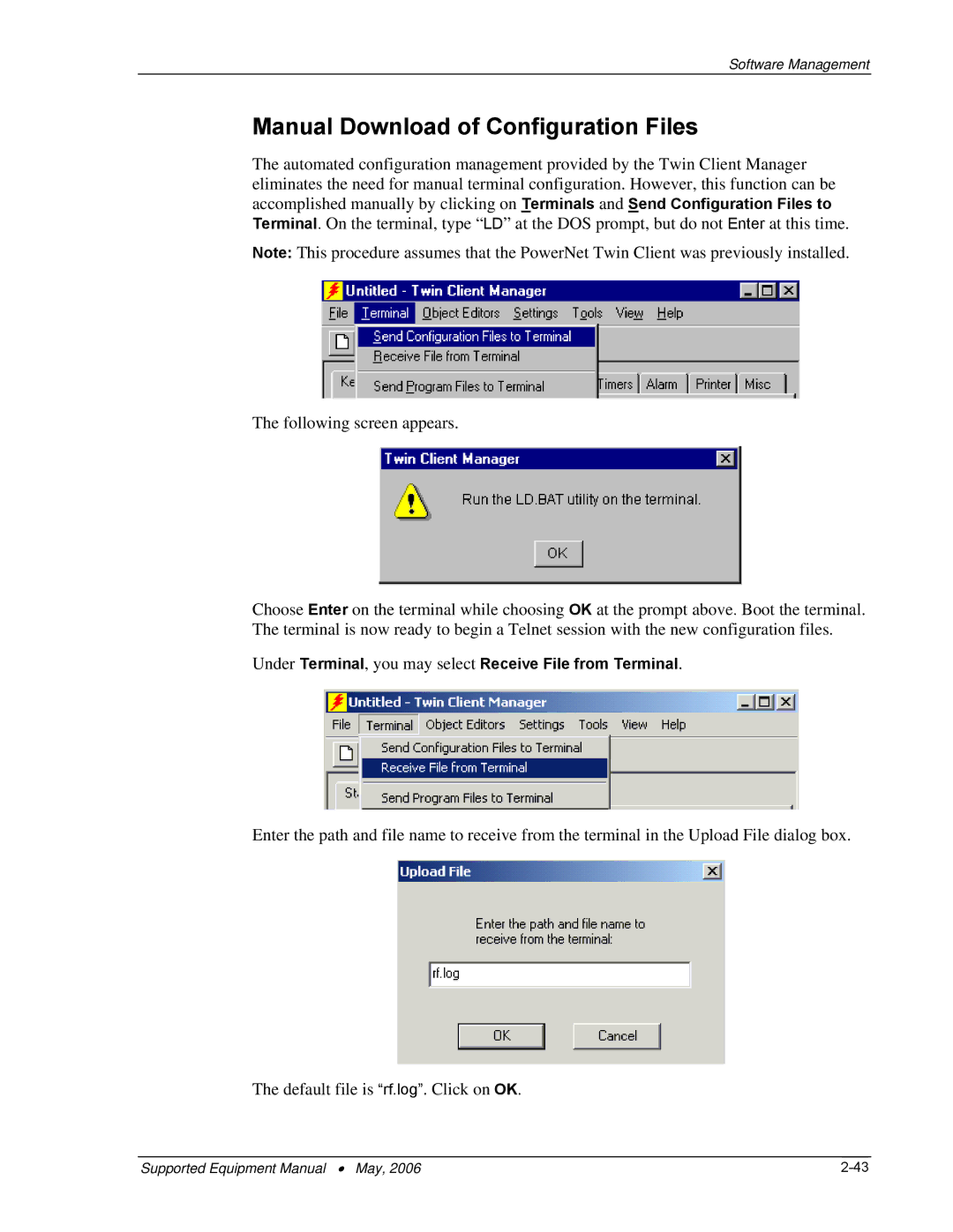 PSC 315 manual Manual Download of Configuration Files 