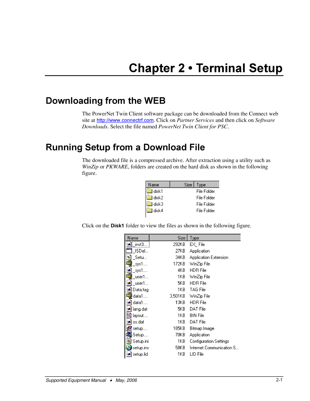 PSC 315 manual Terminal Setup, Downloading from the WEB Running Setup from a Download File 