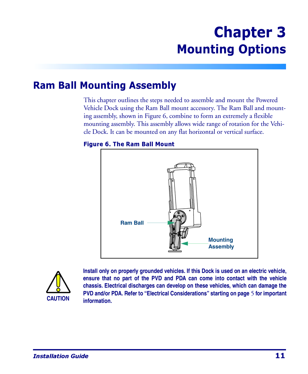 PSC 4400 Series manual Mounting Options, Ram Ball Mounting Assembly 