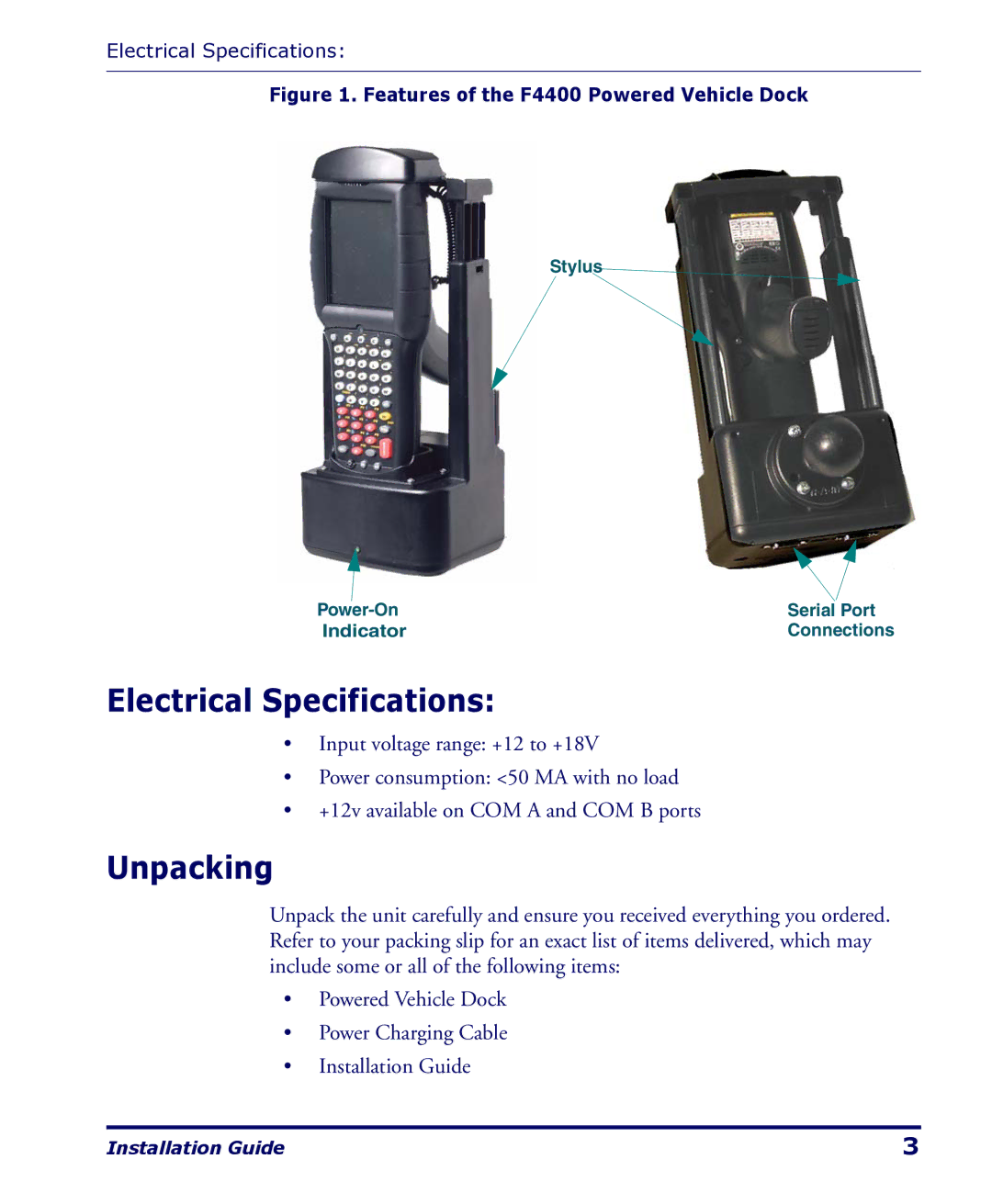 PSC 4400 Series manual Electrical Specifications, Unpacking 