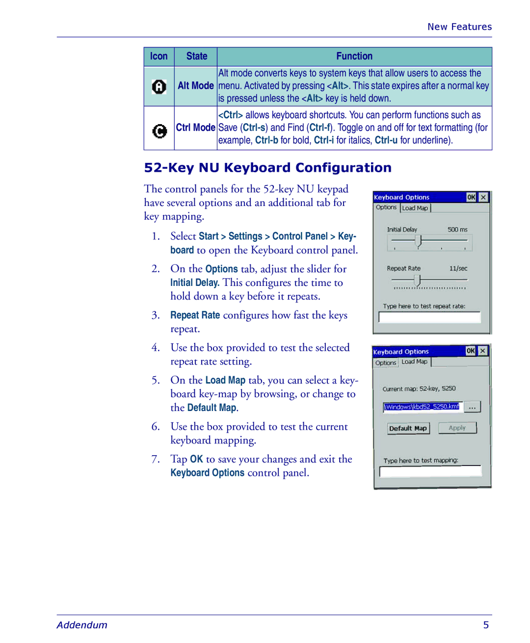 PSC 4410 manual Key NU Keyboard Configuration, Icon State Function 