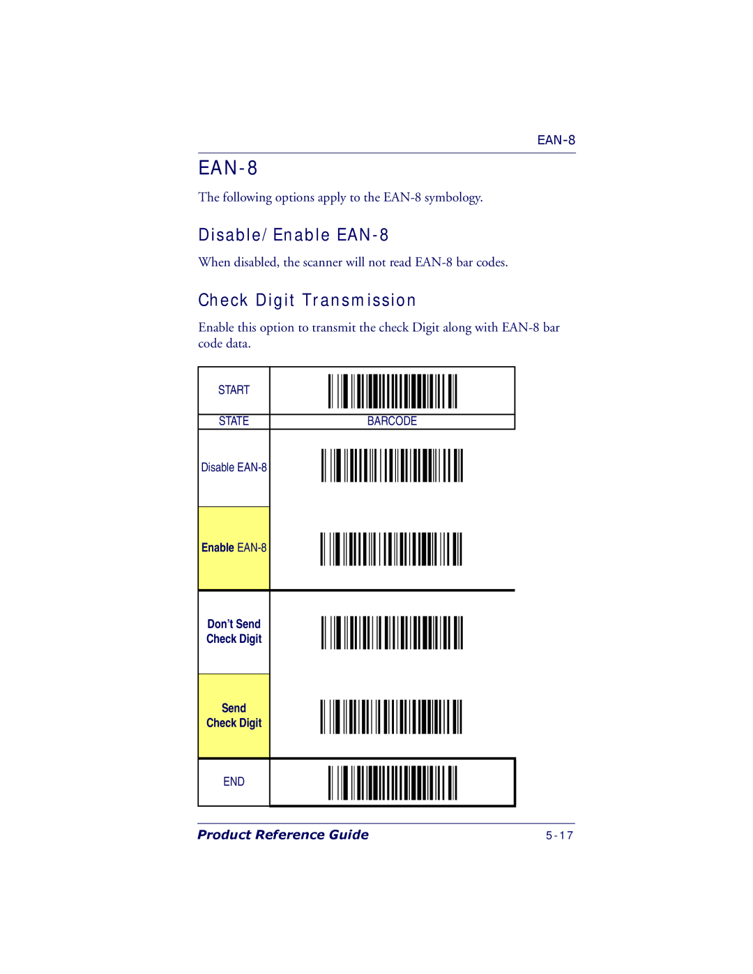 PSC 7000 manual Disable/Enable EAN-8 