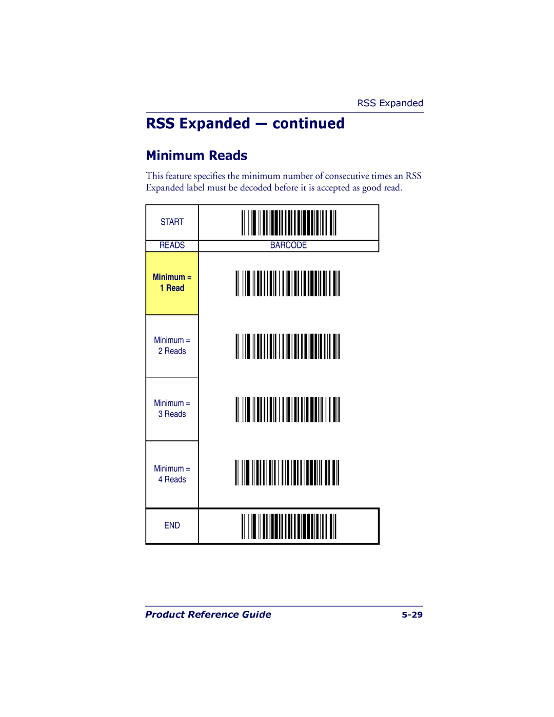 PSC 7000 manual Minimum Reads 