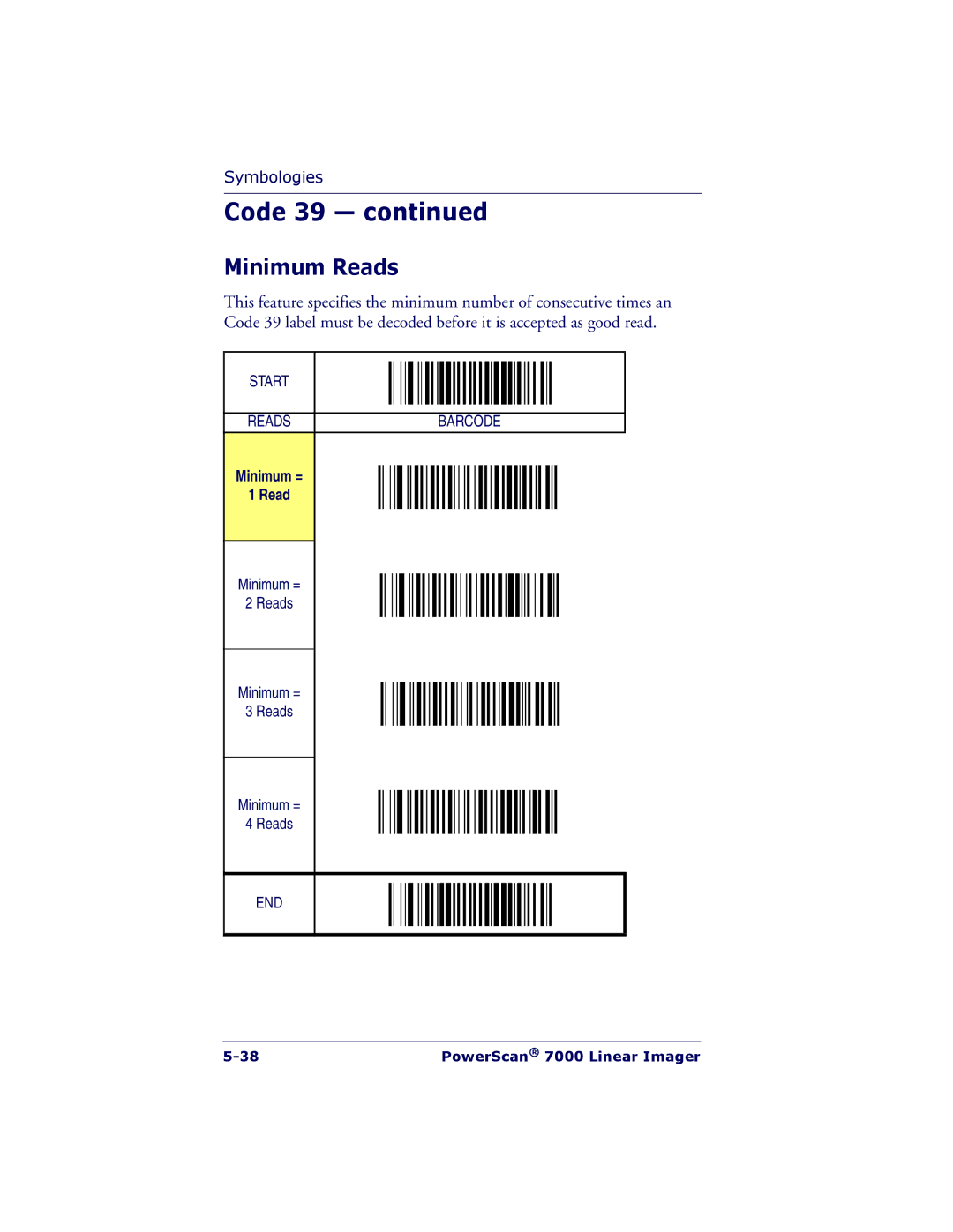 PSC 7000 manual Minimum Reads 