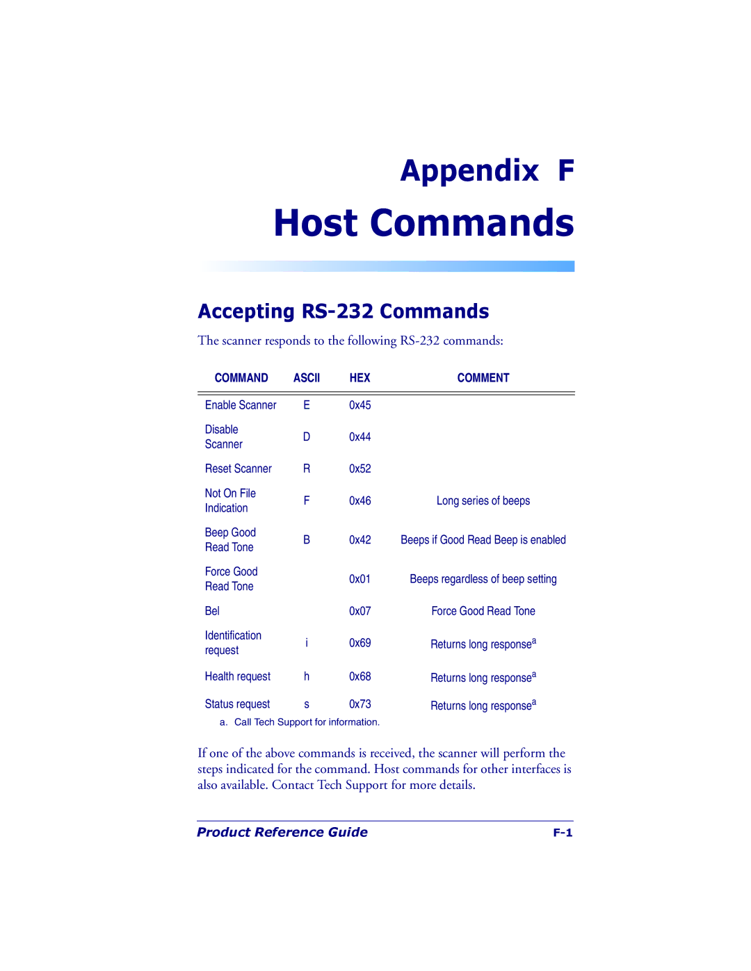 PSC 7000 manual Host Commands, Accepting RS-232 Commands 