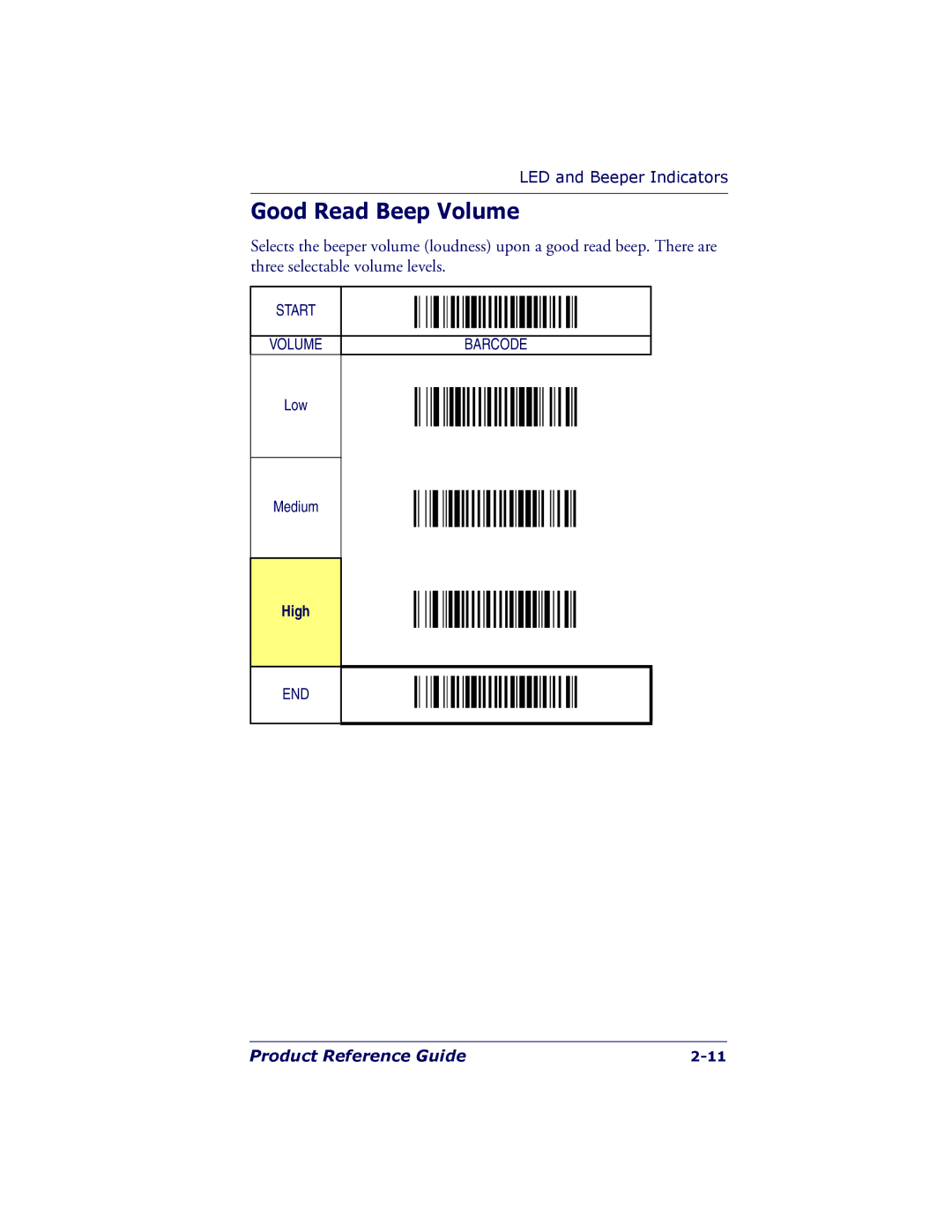 PSC 7000 manual Good Read Beep Volume, High 