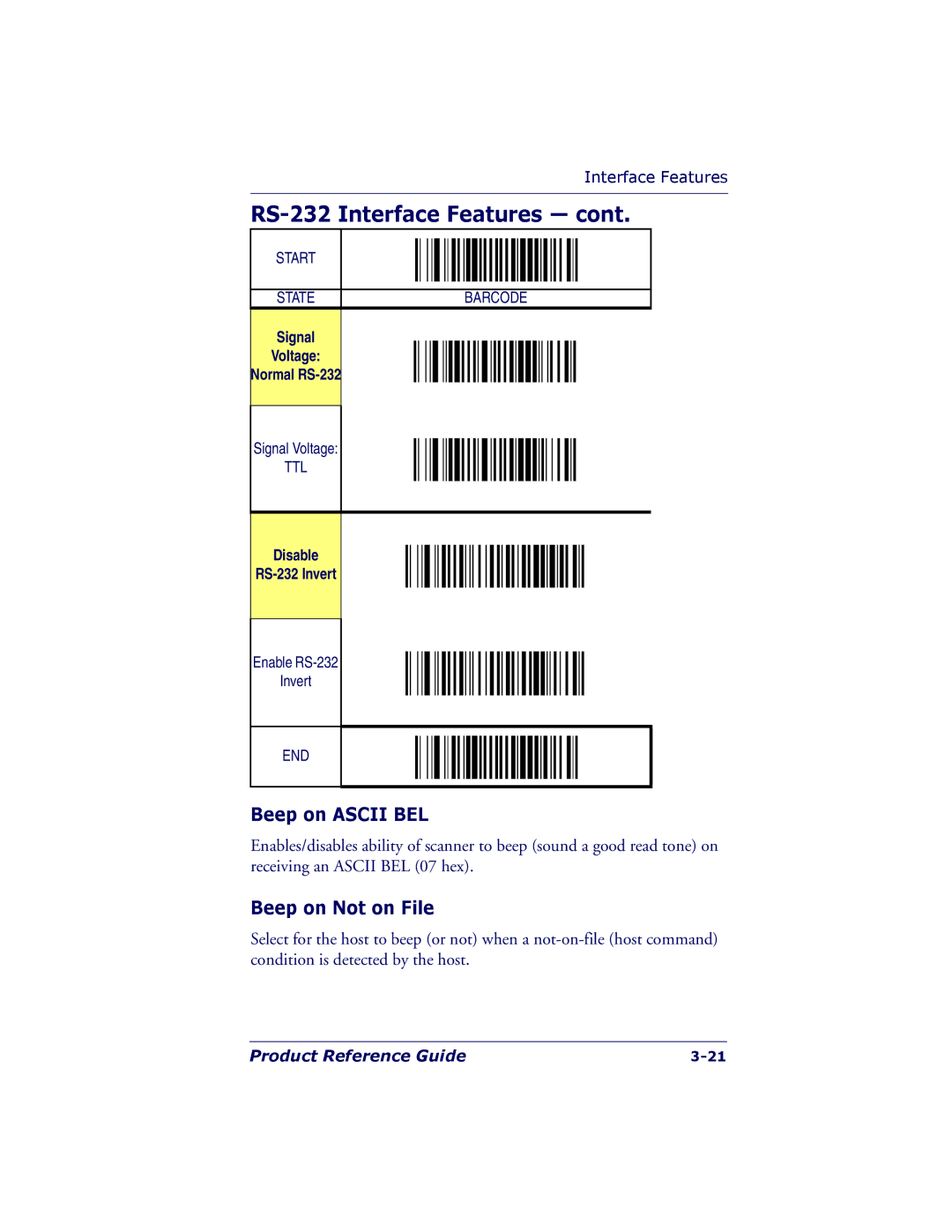 PSC 7000 manual Beep on Ascii BEL, Beep on Not on File, Signal Voltage Normal RS-232, Disable RS-232 Invert 