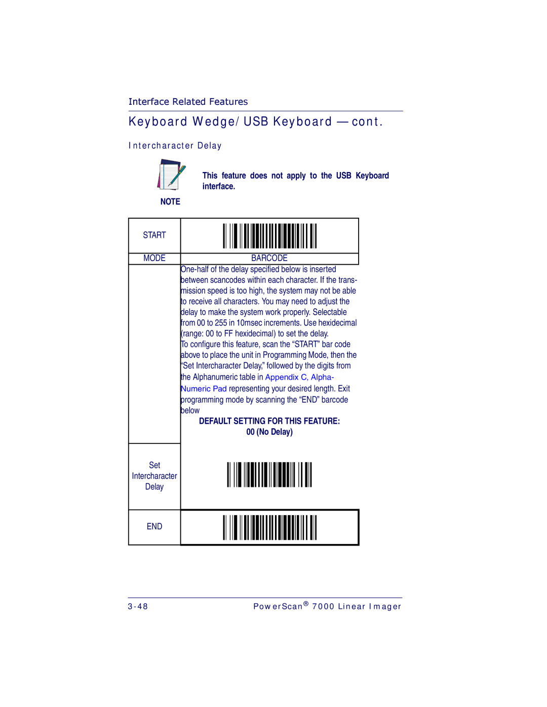 PSC 7000 manual Intercharacter Delay 