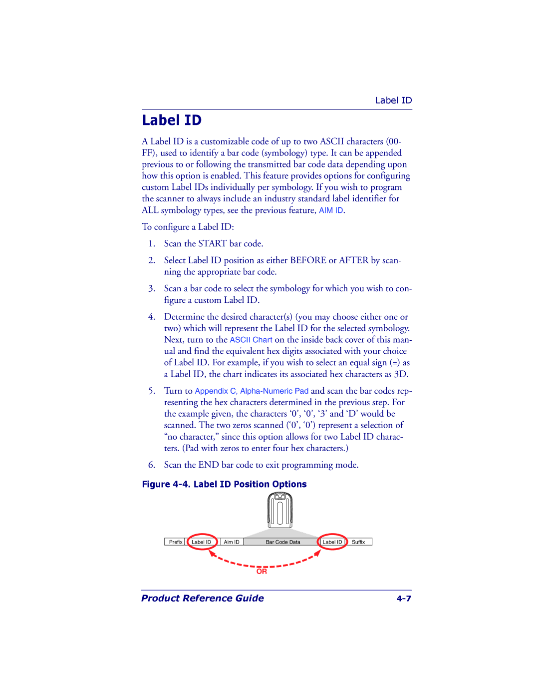 PSC 7000 manual Label ID Position Options 