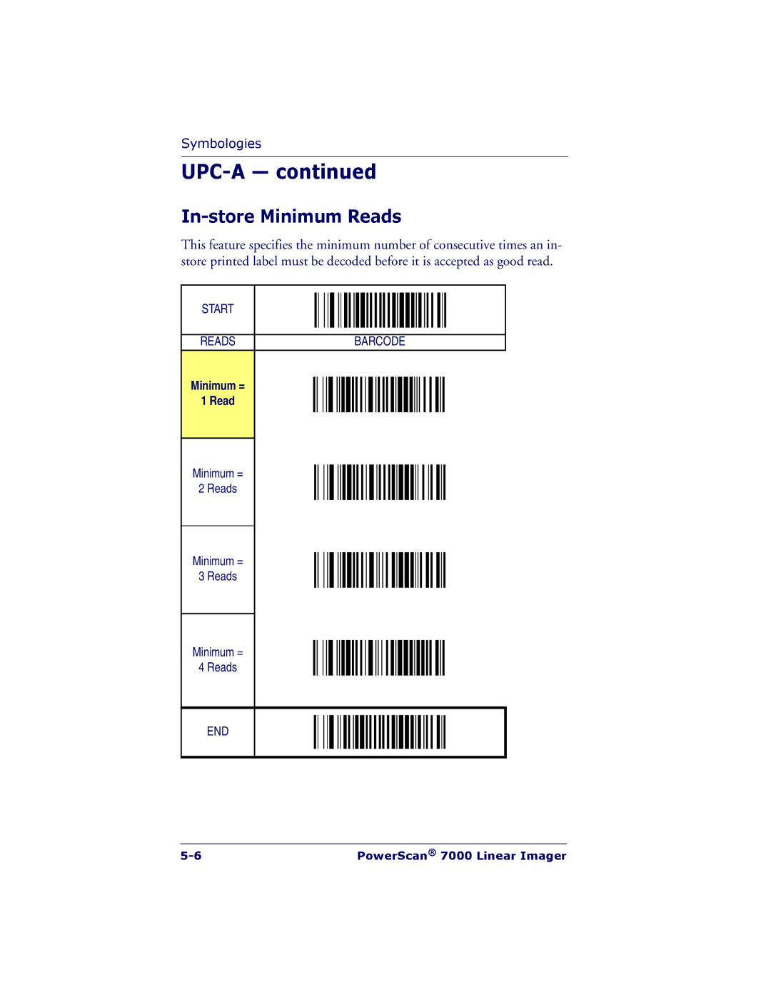 PSC 7000 manual In-store Minimum Reads 