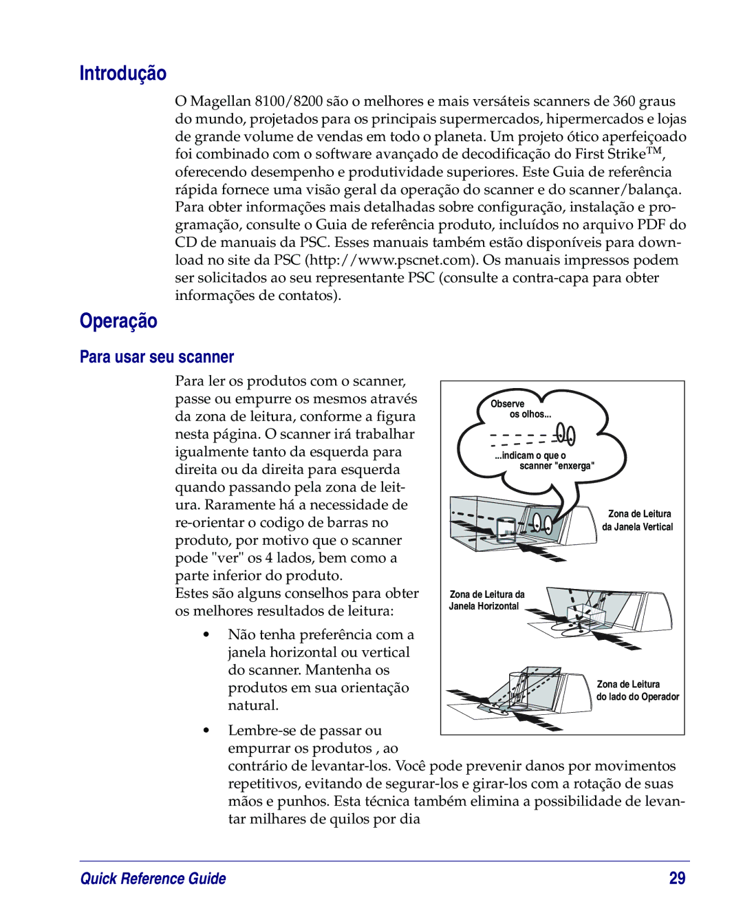 PSC 8200, 8100 manual Introdução Operação, Para usar seu scanner 