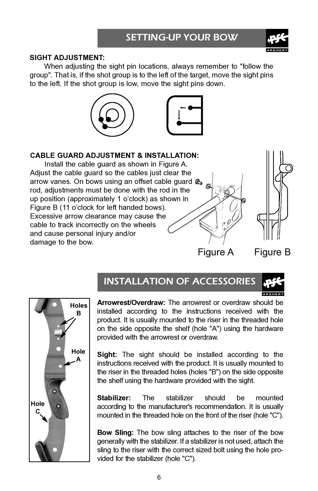 PSC 94418 warranty Installation of Accessories, Sight Adjustment, Cable Guard Adjustment & Installation 