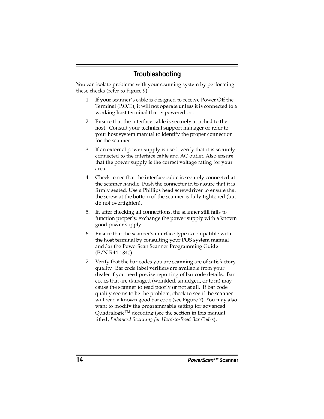 PSC HD, SR, XLR manual Troubleshooting 