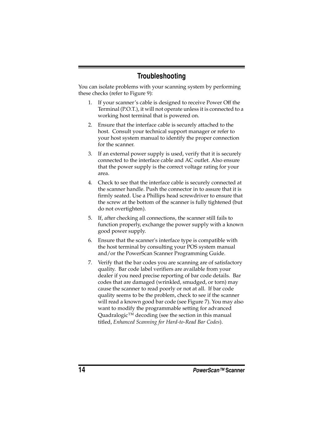 PSC LR, XLR manual Troubleshooting 