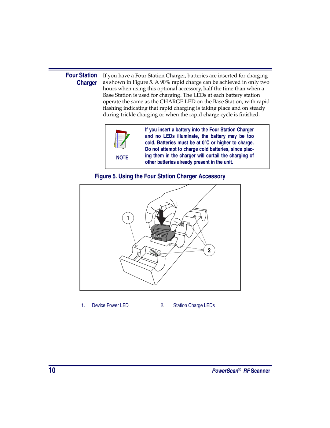 PSC PowerScan RF manual Other batteries already present in the unit, Four Station Charger 