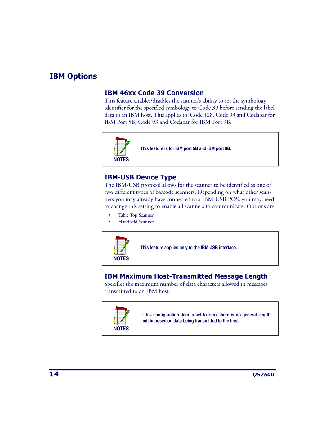 PSC QS2500 manual IBM Options, IBM 46xx Code 39 Conversion 