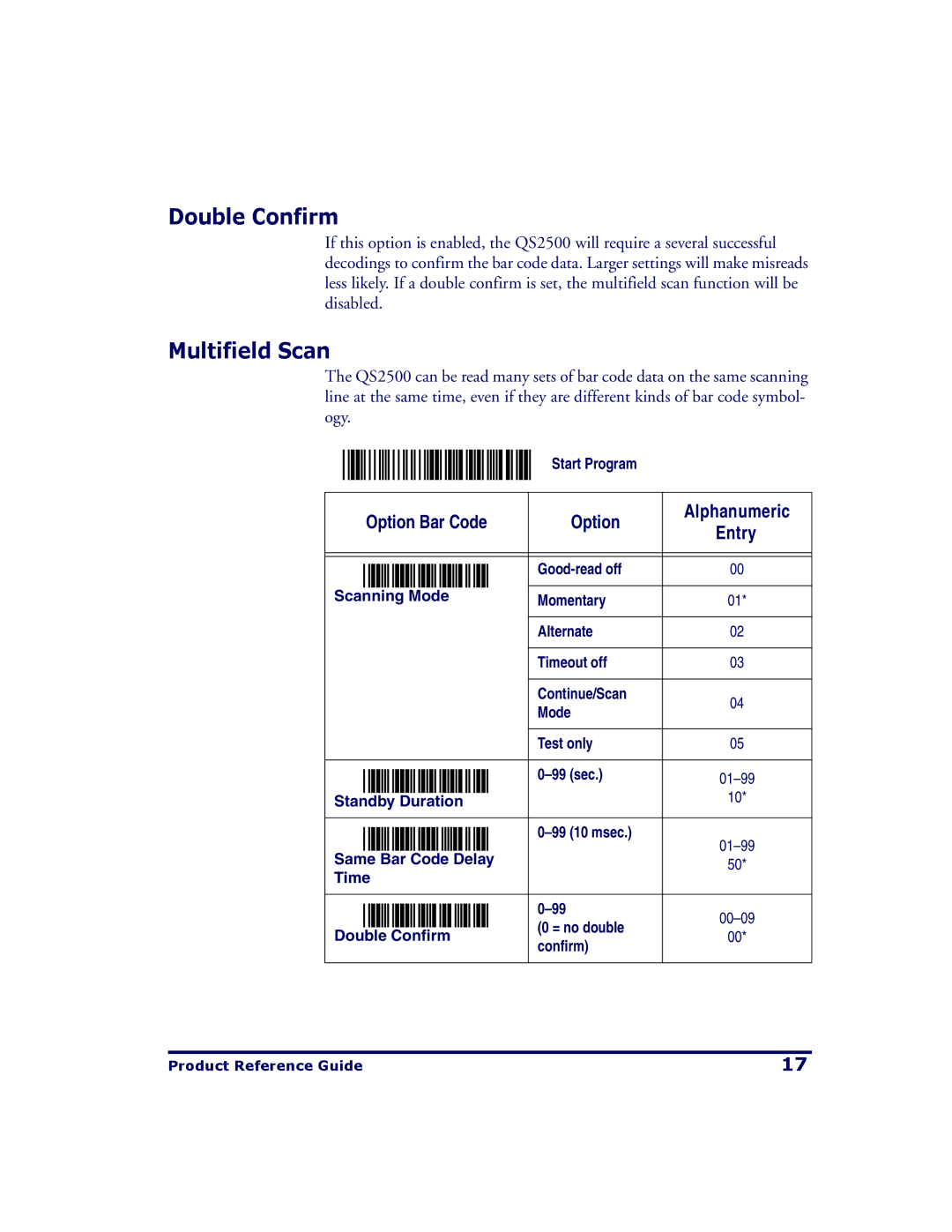 PSC QS2500 manual Double Confirm, Multifield Scan 