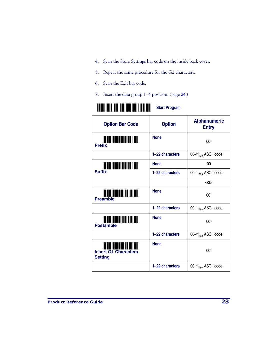 PSC QS2500 manual Option Bar Code 