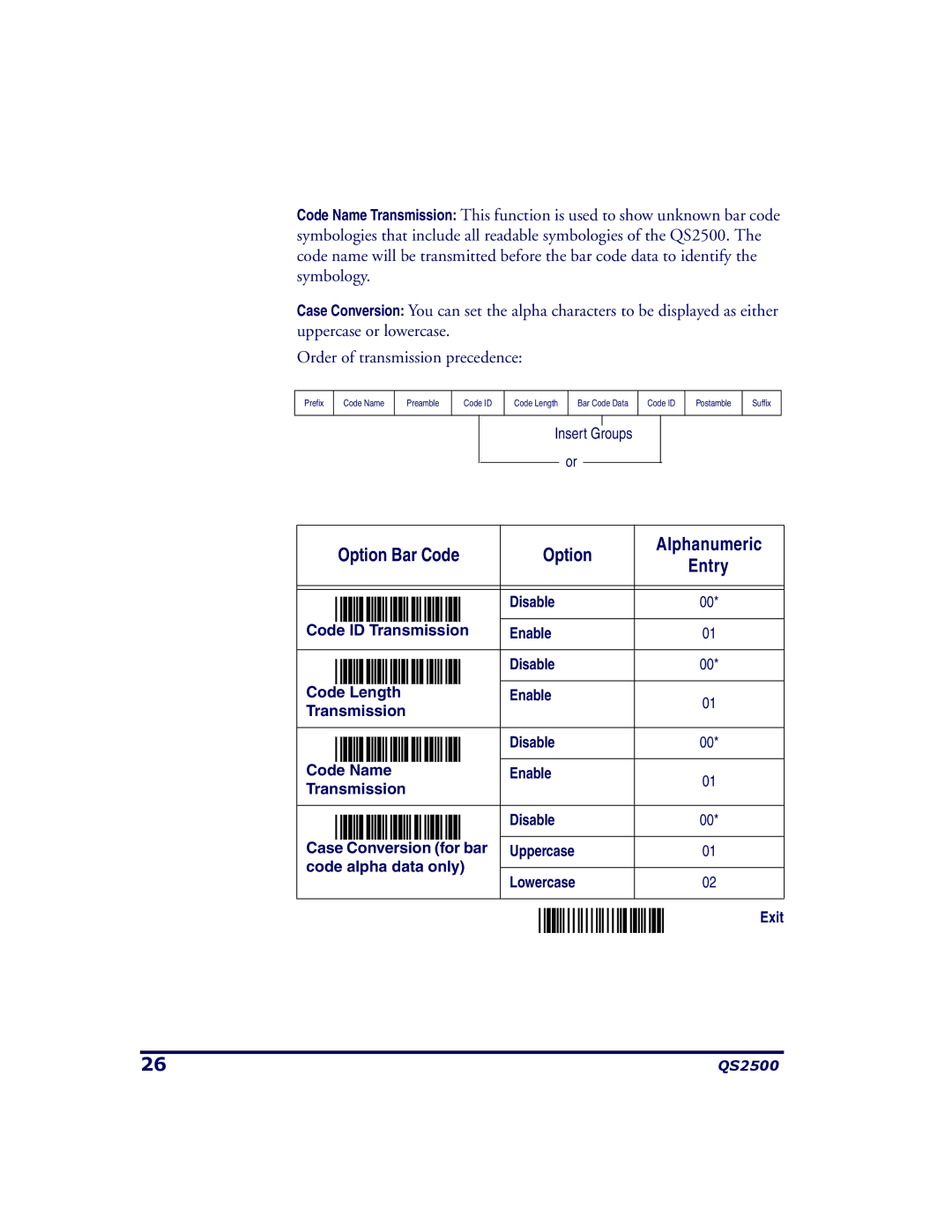 PSC QS2500 manual Disable ID Transmission Enable 