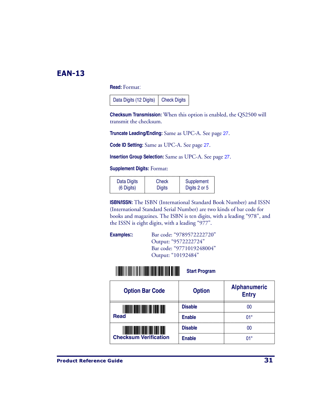 PSC QS2500 manual EAN-13 