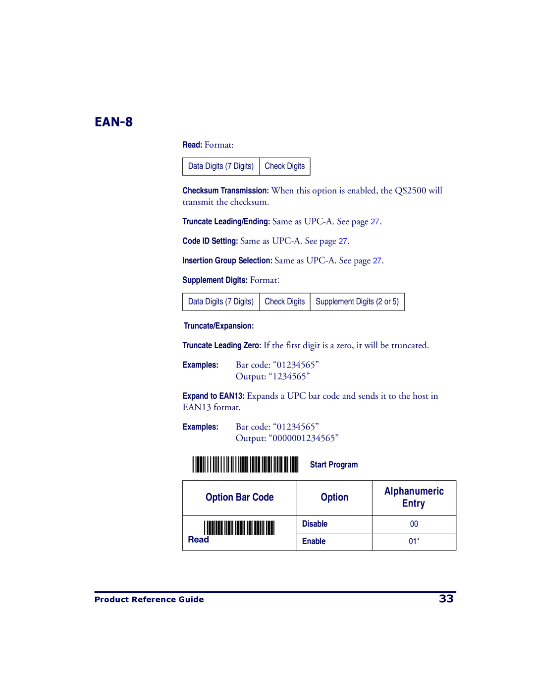 PSC QS2500 manual EAN-8 