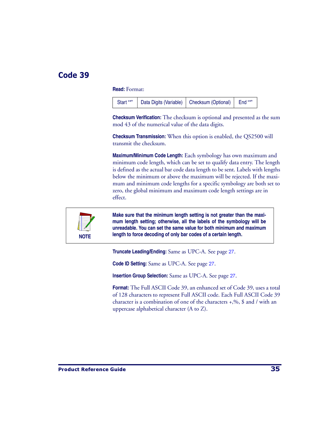 PSC QS2500 manual Code 