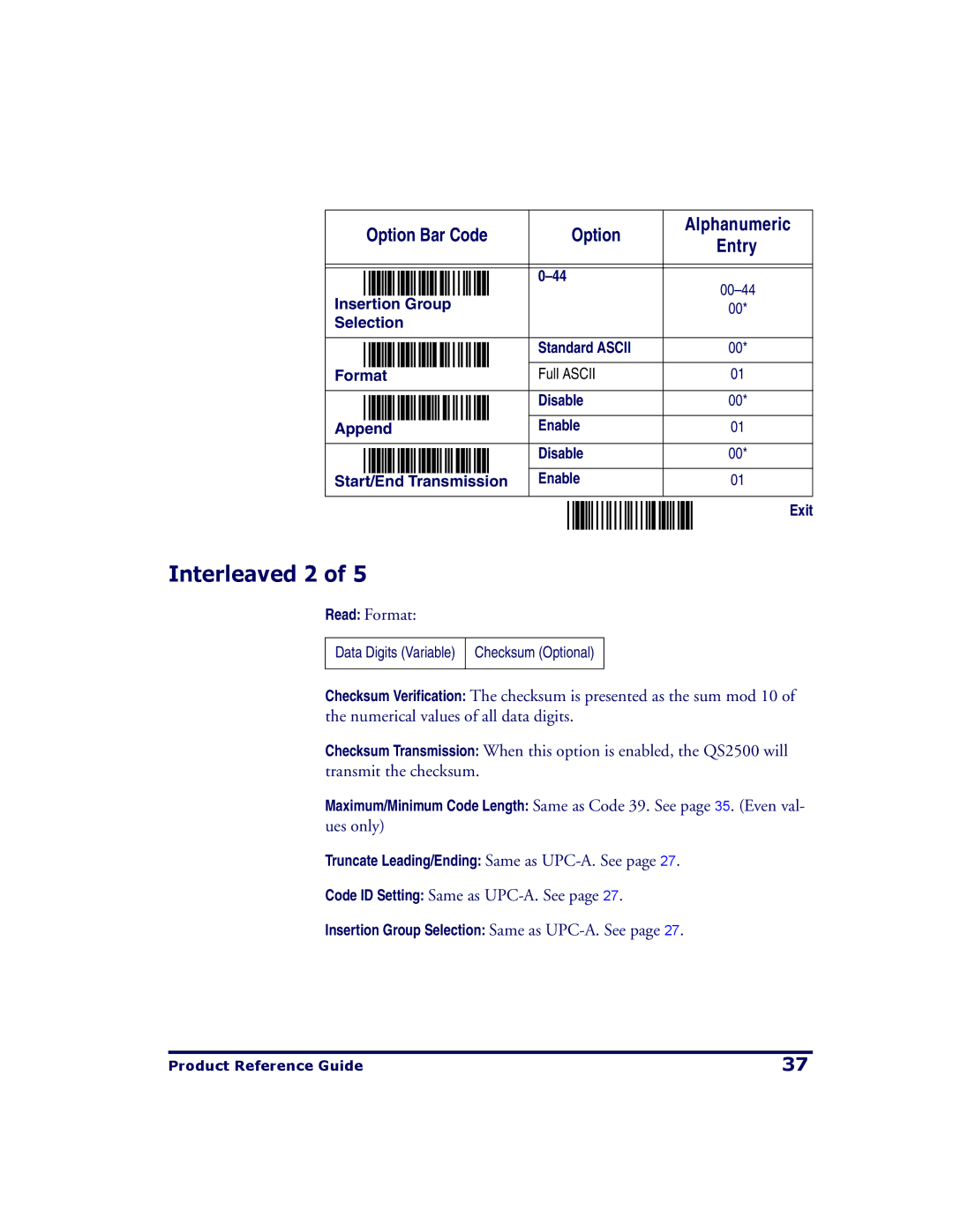 PSC QS2500 manual Interleaved 2 