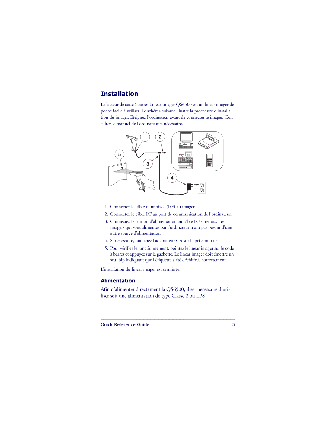 PSC QS6500 manual Installation, Alimentation 