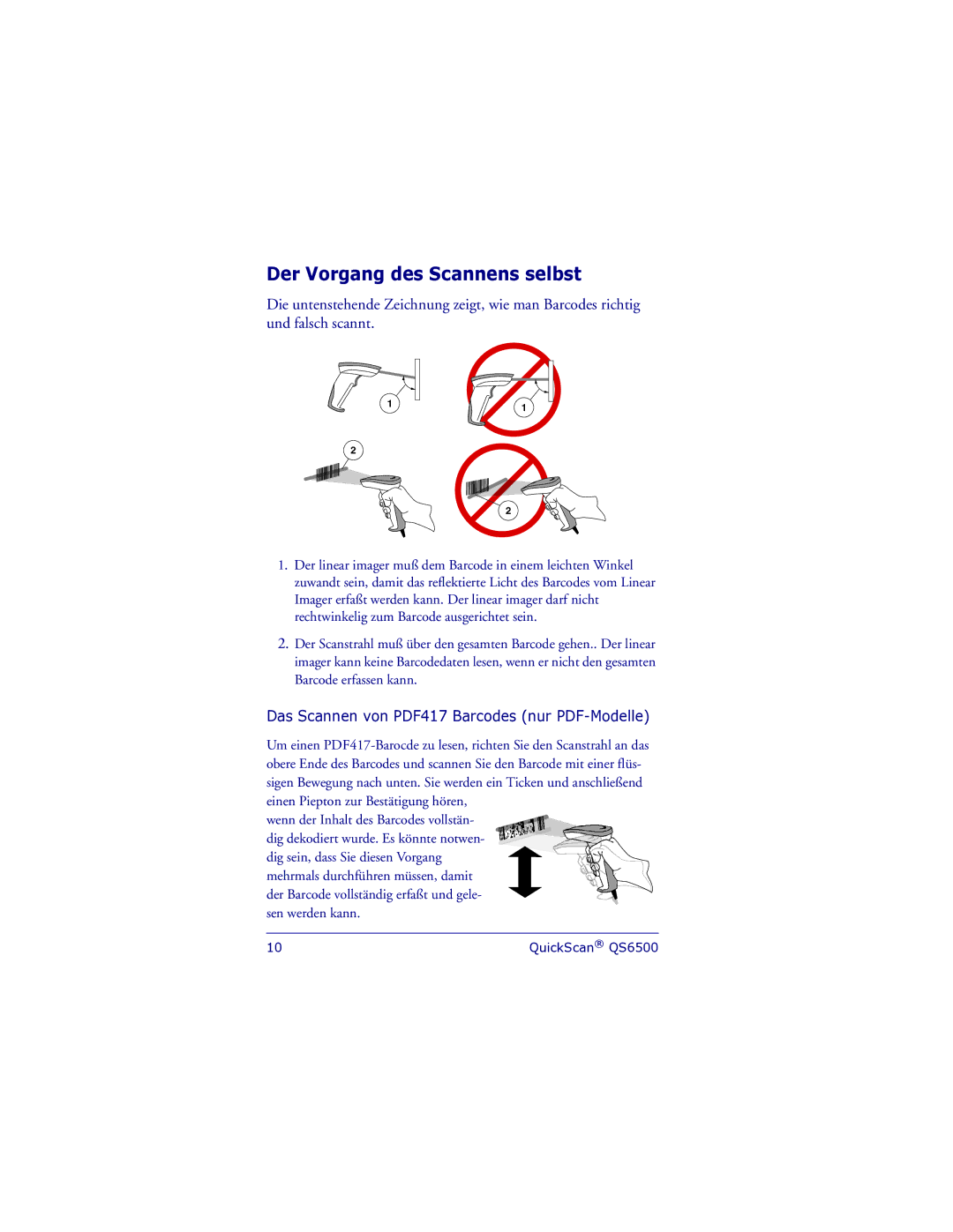 PSC QS6500 manual Der Vorgang des Scannens selbst 