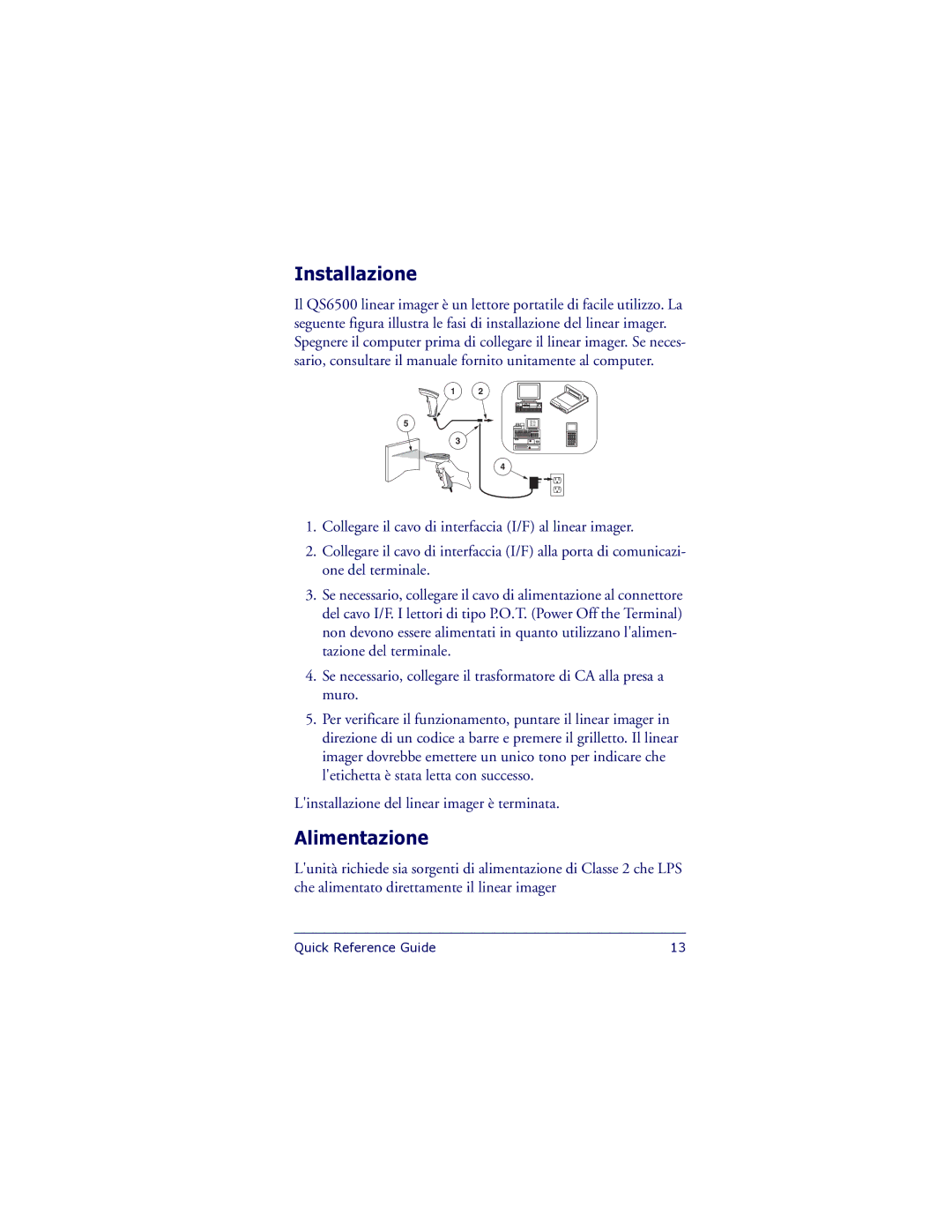 PSC QS6500 manual Installazione, Alimentazione 