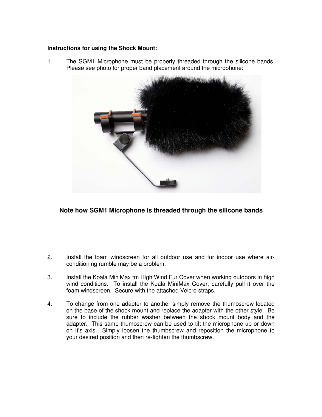 PSC SGM1 manual Instructions for using the Shock Mount 