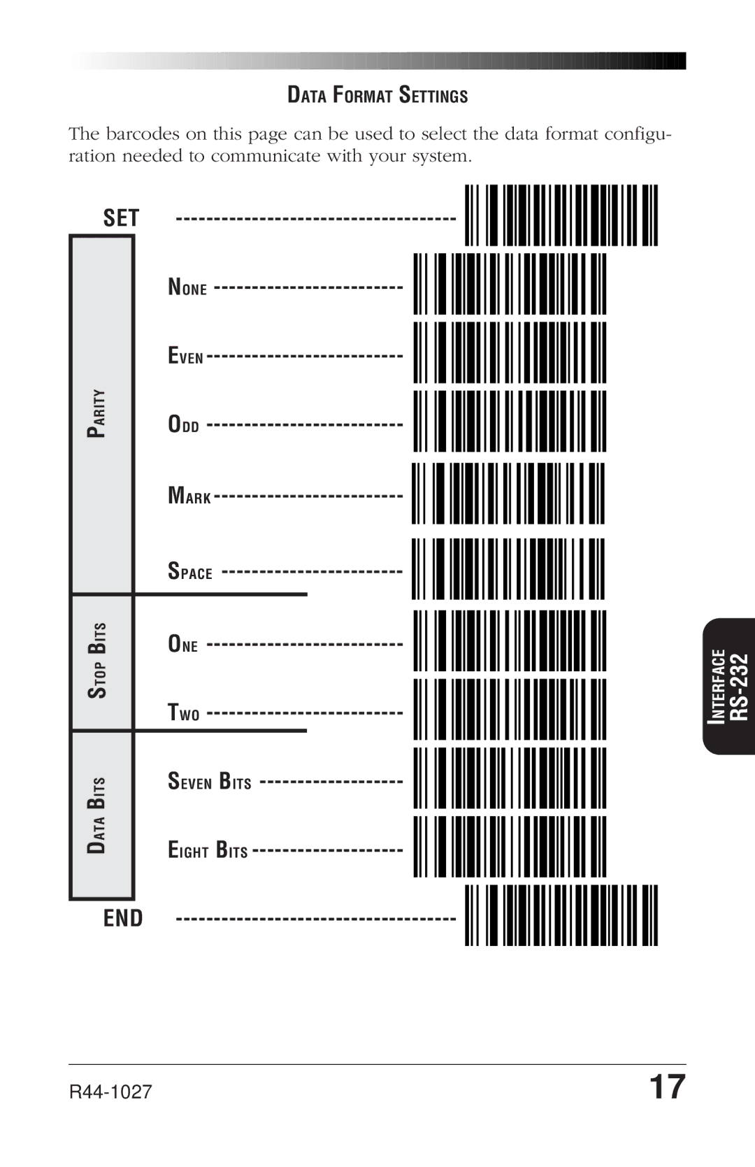 PSC SP400rf manual Data Format Settings 