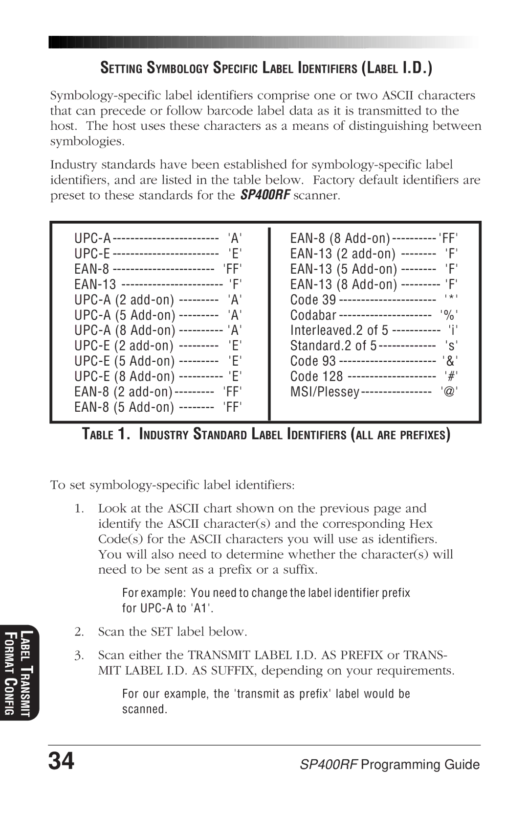 PSC SP400rf manual Upc-A 