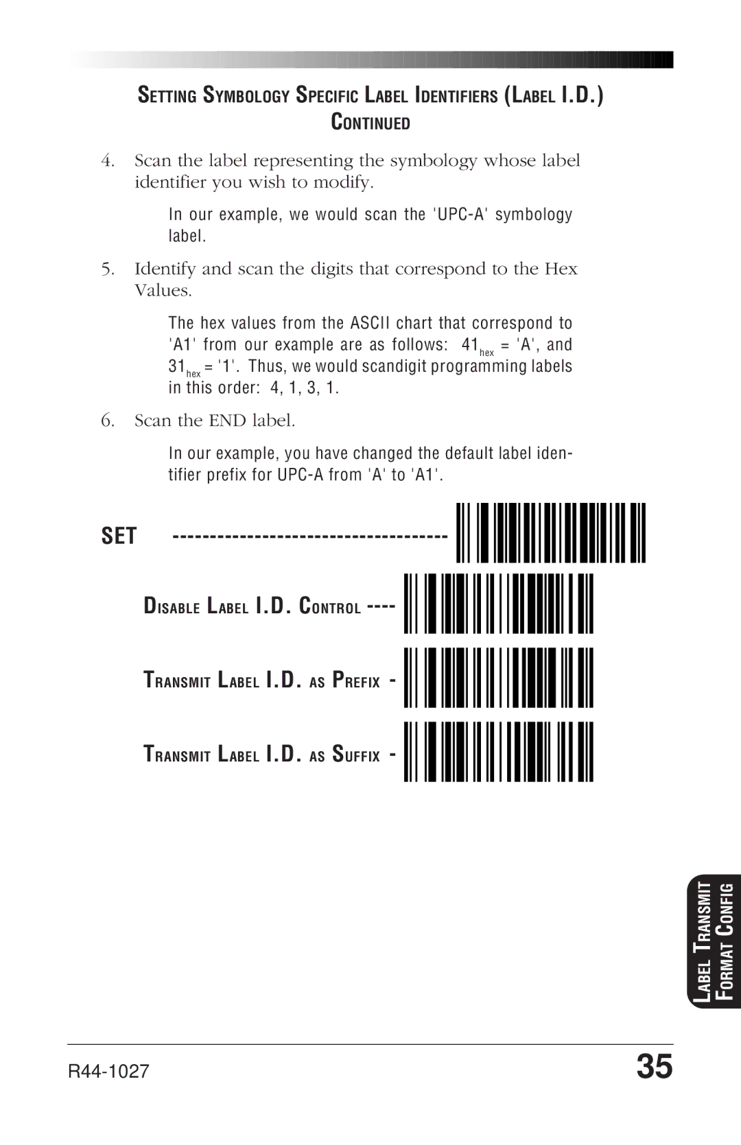 PSC SP400rf manual Our example, we would scan the UPC-A symbology label 