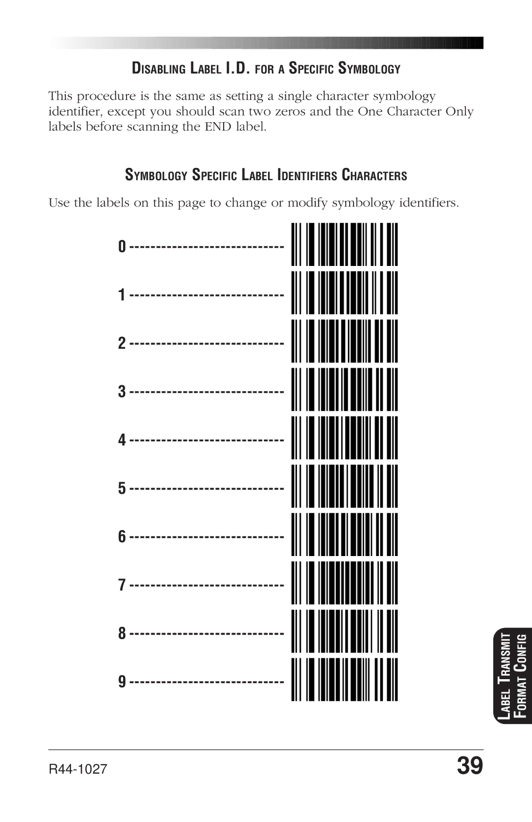 PSC SP400rf manual Disabling Label I.D. for a Specific Symbology 