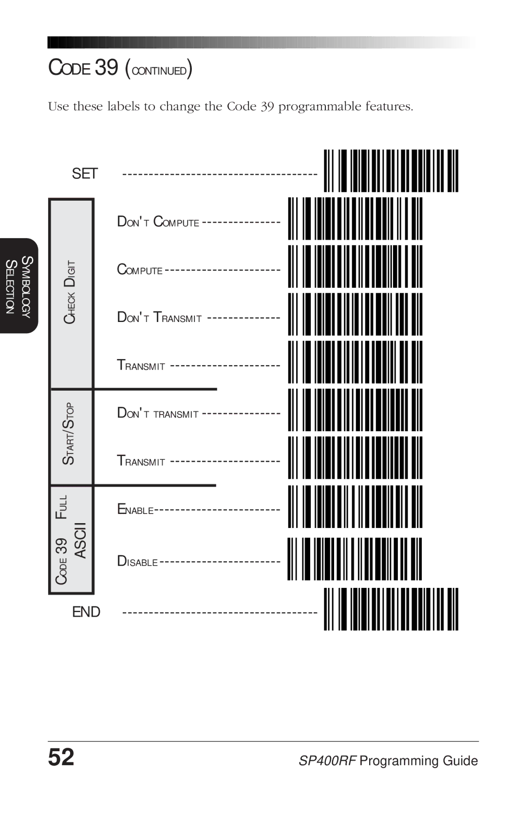 PSC SP400rf manual Ascii, End 