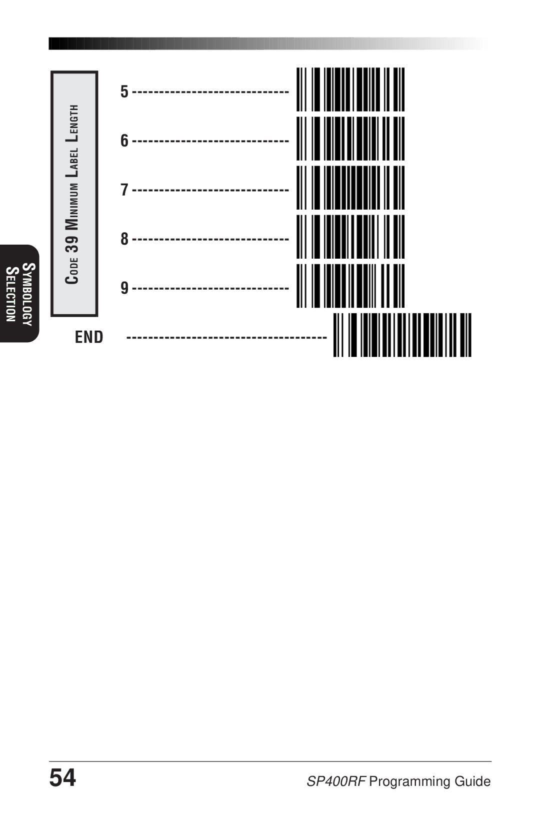 PSC SP400rf manual Code 39 Minimum Label Length 