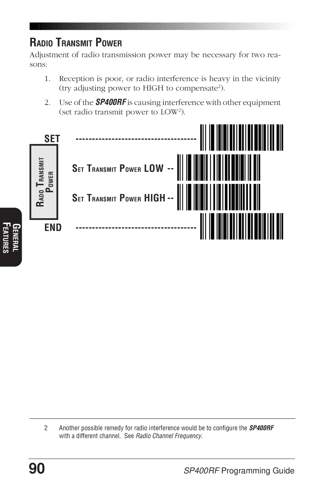 PSC SP400rf manual Set, Radio Transmit Power 