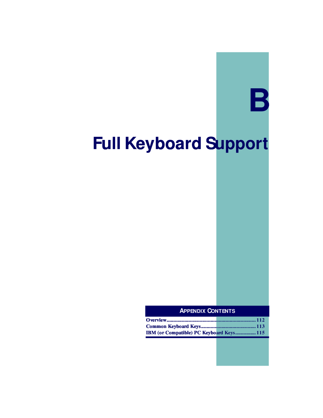 PSC PT2000, TopGun manual Full Keyboard Support, Appendix Contents 