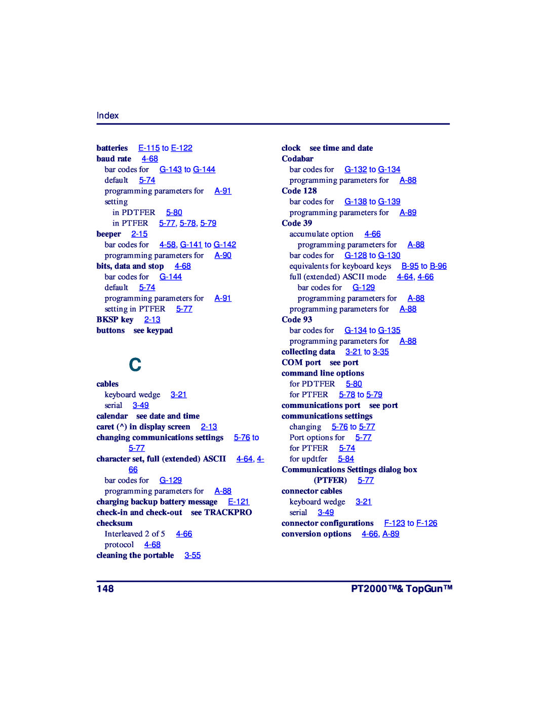 PSC manual PT2000 & TopGun, Index 