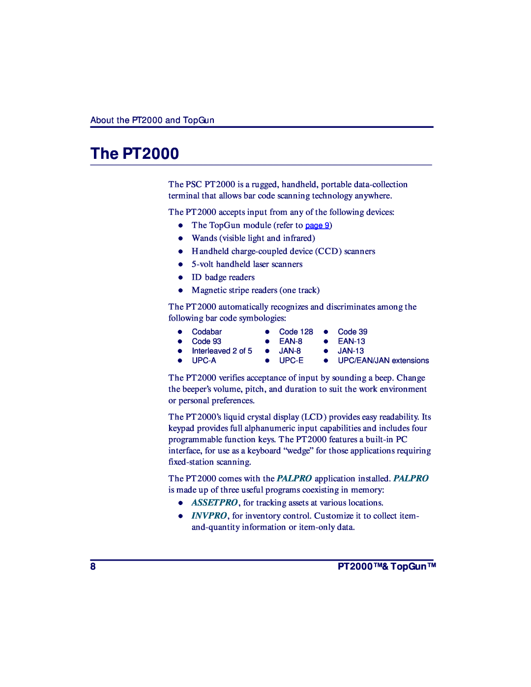 PSC TopGun manual The PT2000 