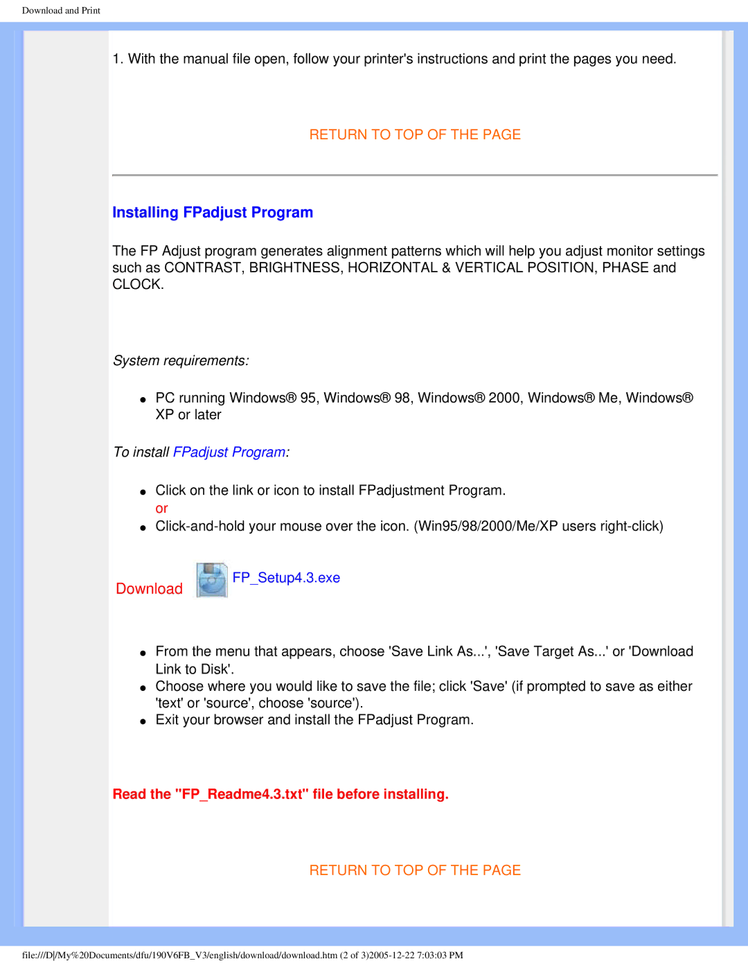 Psion Teklogix 190V6 user manual Installing FPadjust Program 