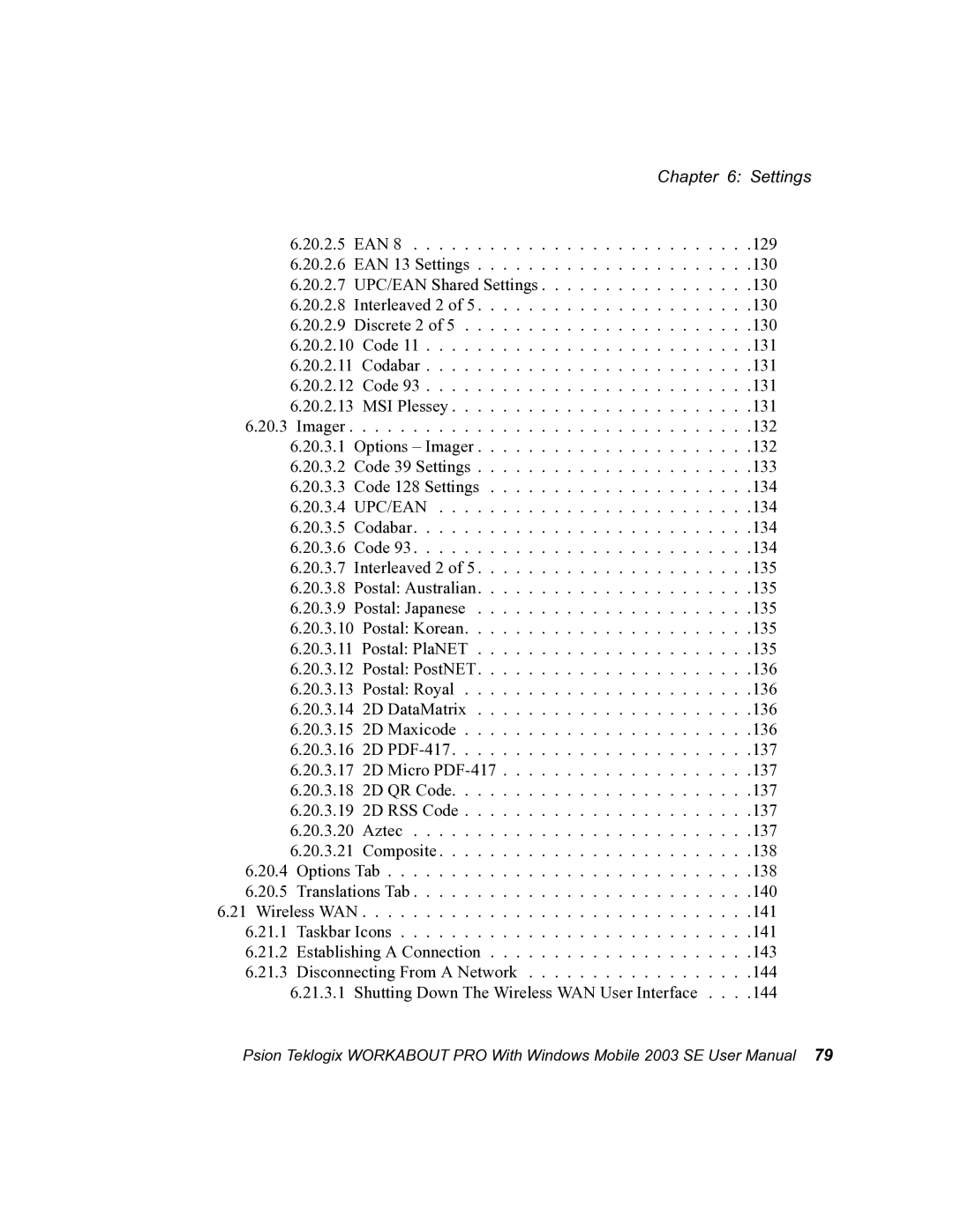 Psion Teklogix 7525 user manual Settings 