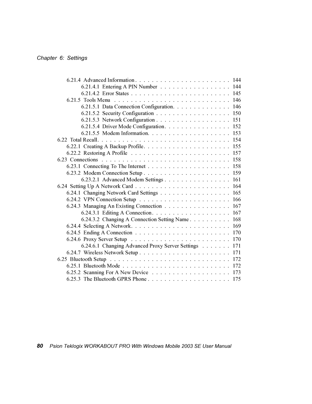 Psion Teklogix 7525 user manual Settings 