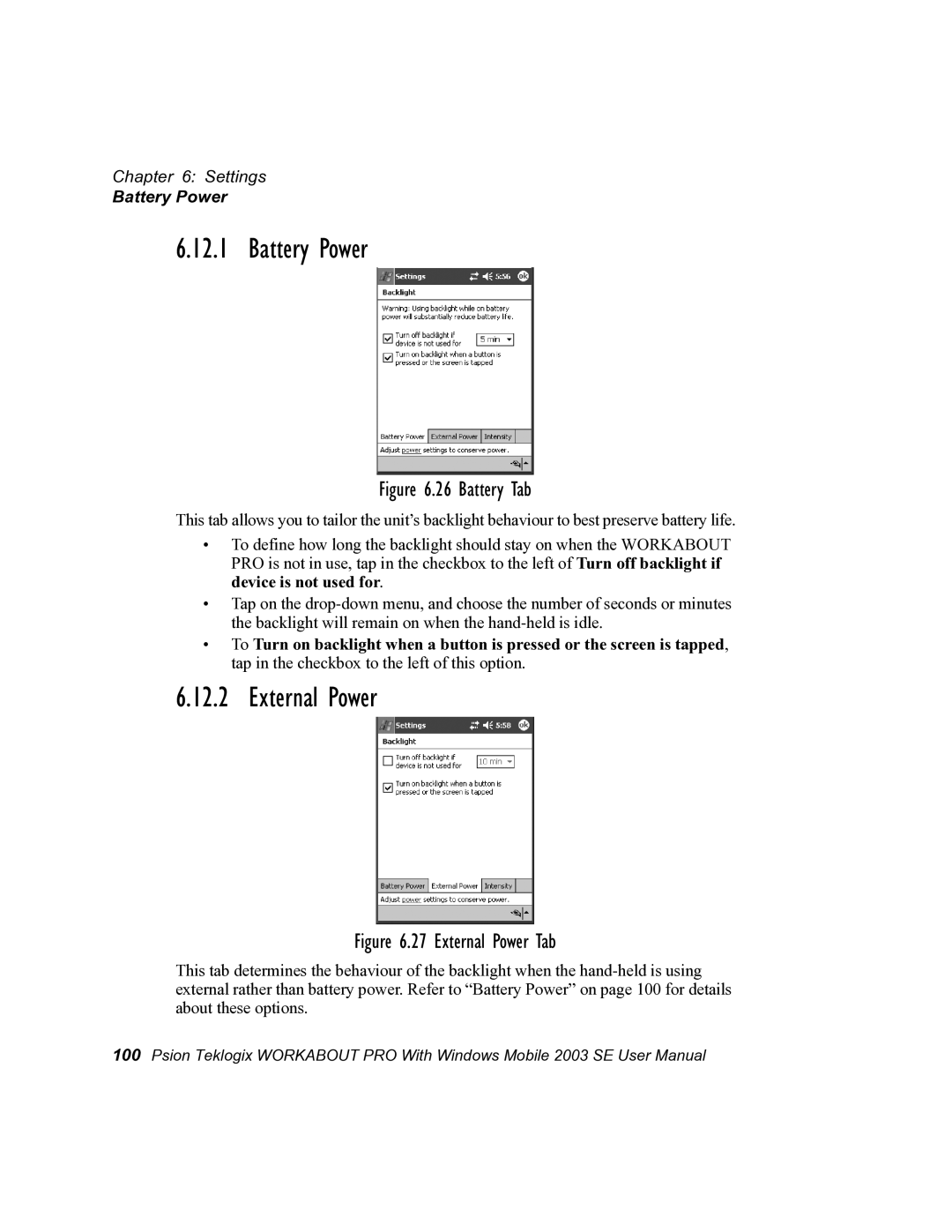 Psion Teklogix 7525 user manual Battery Power, External Power 