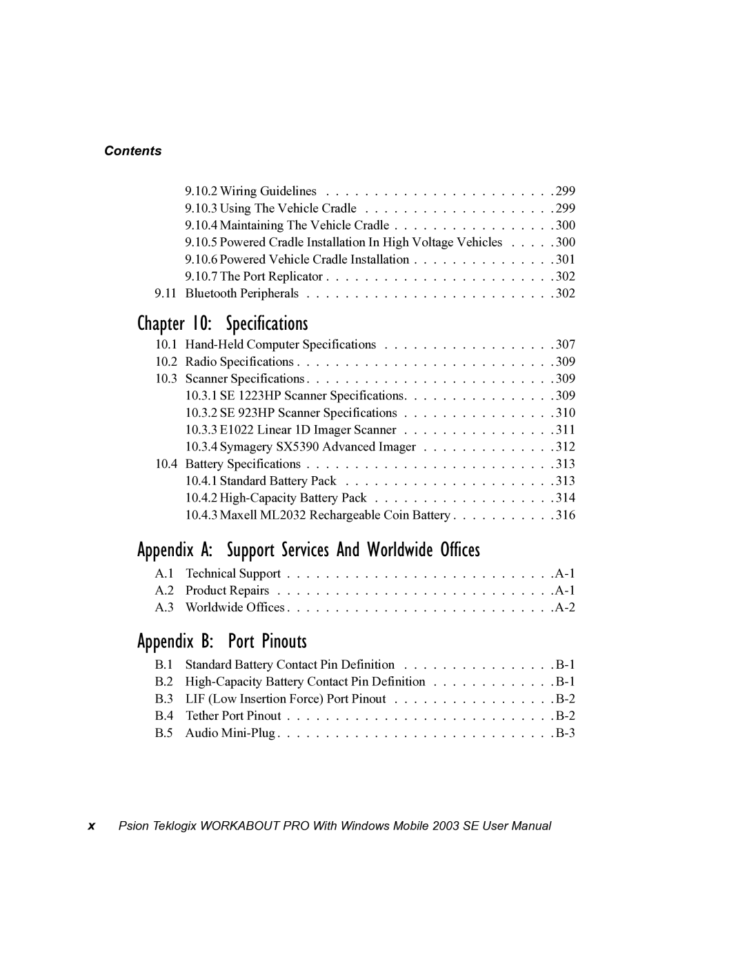 Psion Teklogix 7525 user manual Specifications 