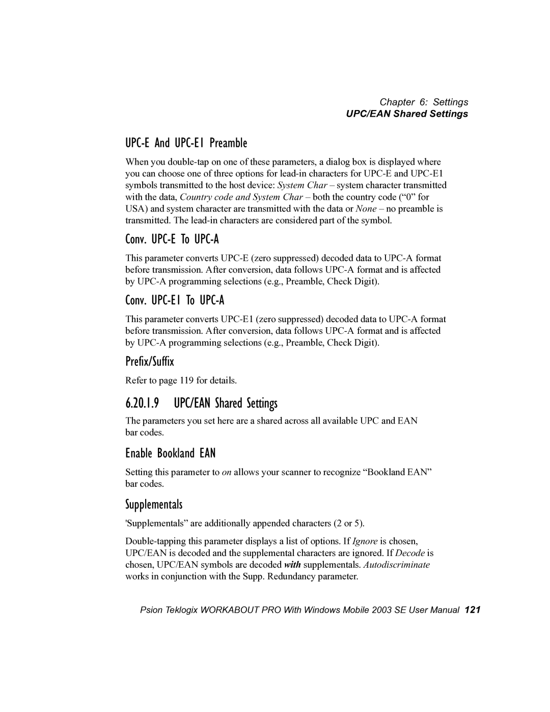 Psion Teklogix 7525 user manual 20.1.9 UPC/EAN Shared Settings 